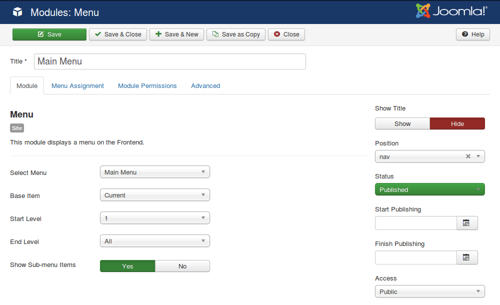 FavThemes tutorial for the main navigation module positions